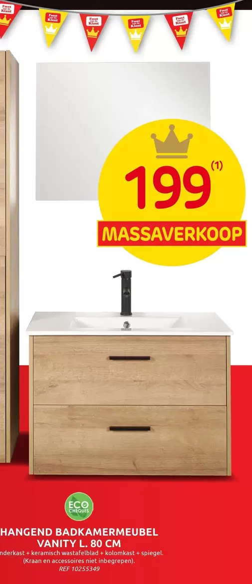 De - HANGEND BADKAMERMEUBEL VANITY L. 80 CM