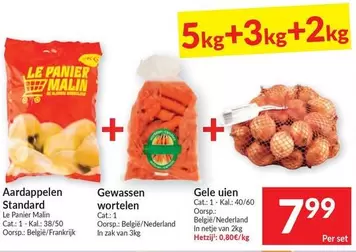 Standard - Aardappelen , Gewassen wortelen, Gele uien